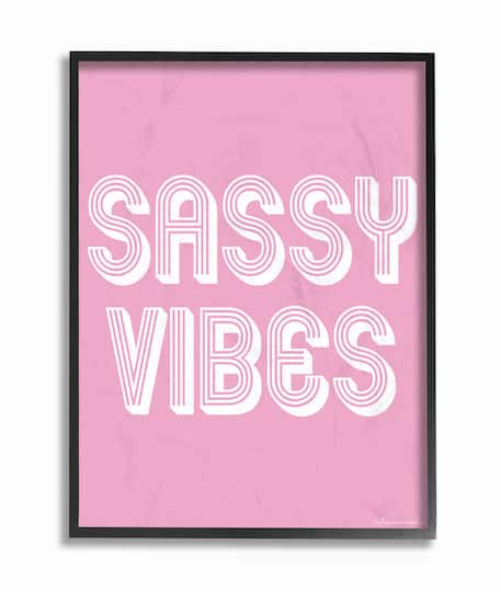 Stupell Industries lulusimonSTUDIO Pink & Sassy Vibes in Black Frame Wall Art